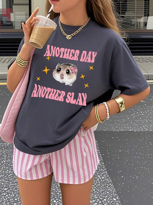 1pc Cute Graphic Print Short Sleeve T-Shirt for Tween Girls, Soft Lightweight Summer Top for School, Casual Wear, and Everyday Comfort